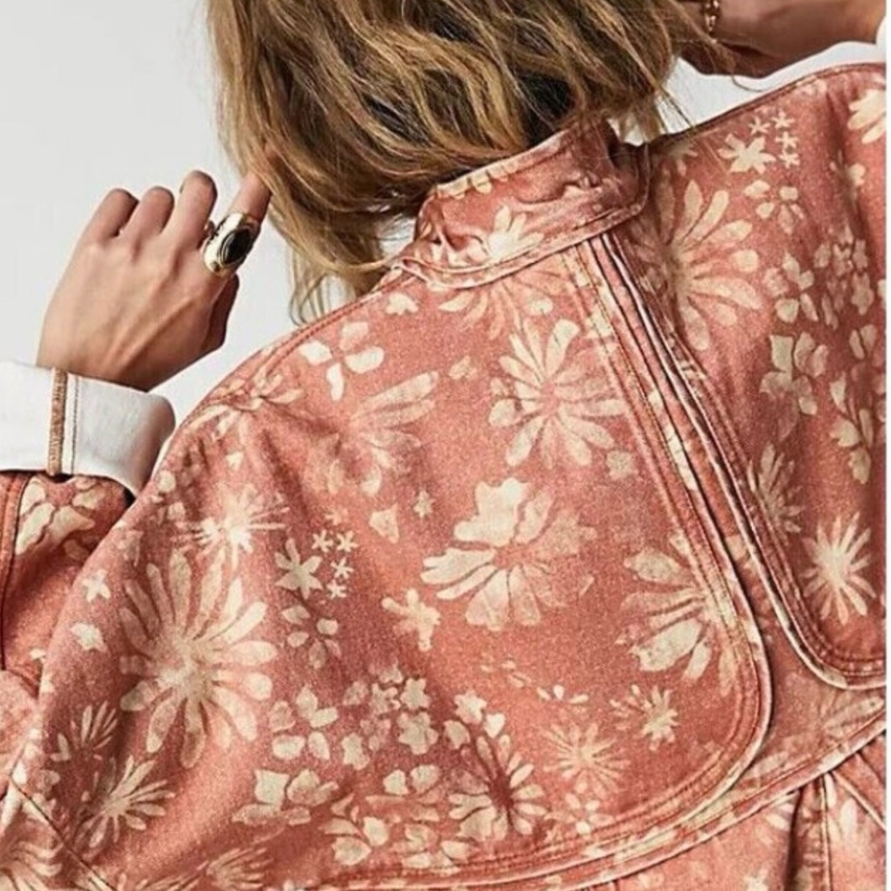 Free People Lua Bed Jacket Top Oversized Floral Print Cotton Slouchy S. - Picture 2 of 5